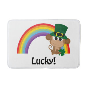 Alfombrilla De Baño Leprechaun afortunado del mono