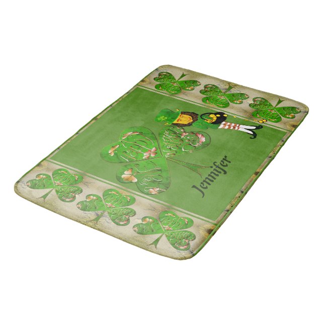 Alfombrilla De Baño Leprechaun Shamrocks (Angular)