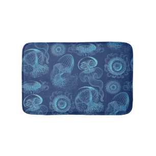 Alfombrilla De Baño Leptomedusae de Ernst Haeckel (azul marino)