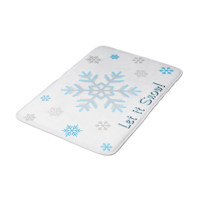 Alfombrilla De Baño Let It Snow Blue Silver Gray Snowflakes (Angular)