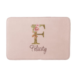 Alfombrilla De Baño Letra de nombre personalizada F Relieve metalizado