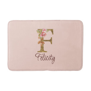 Alfombrilla De Baño Letra de nombre personalizada F Relieve metalizado