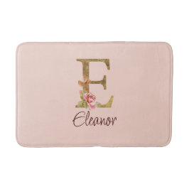 Alfombrilla De Baño Letra de nombre personalizado E rosa pálido con ho
