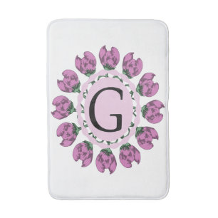 Alfombrilla De Baño Letra mayúscula G monograma floral
