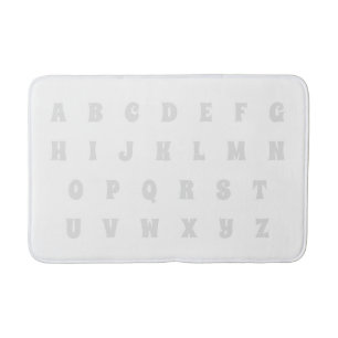 Alfombrilla De Baño Letras de alfabeto Abc patrón niños blancos grises