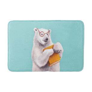 Alfombrilla De Baño Libro de oso polar Lover Nerdy