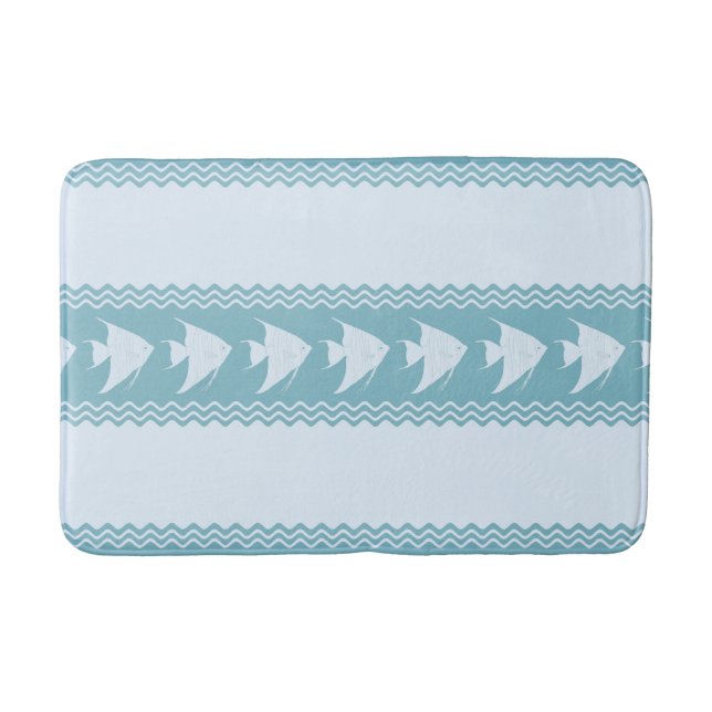 Alfombrilla De Baño Light Blue Coastal Angelfish Stripes (Anverso)