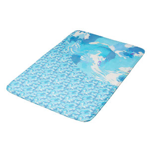 Alfombrilla De Baño Light blue & White Ocean Abstract Art