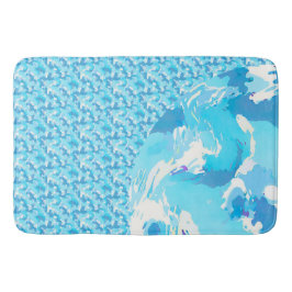Alfombrilla De Baño Light blue & White Ocean Abstract Art