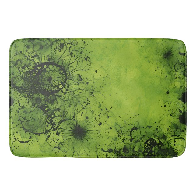 Alfombrilla De Baño Lima Verde Grunge con Acentos Negros (Anverso)