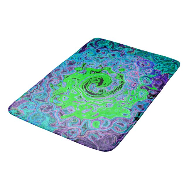 Alfombrilla De Baño Lime Green Groovy Resumen Retro Liquid Swirl (Angular)