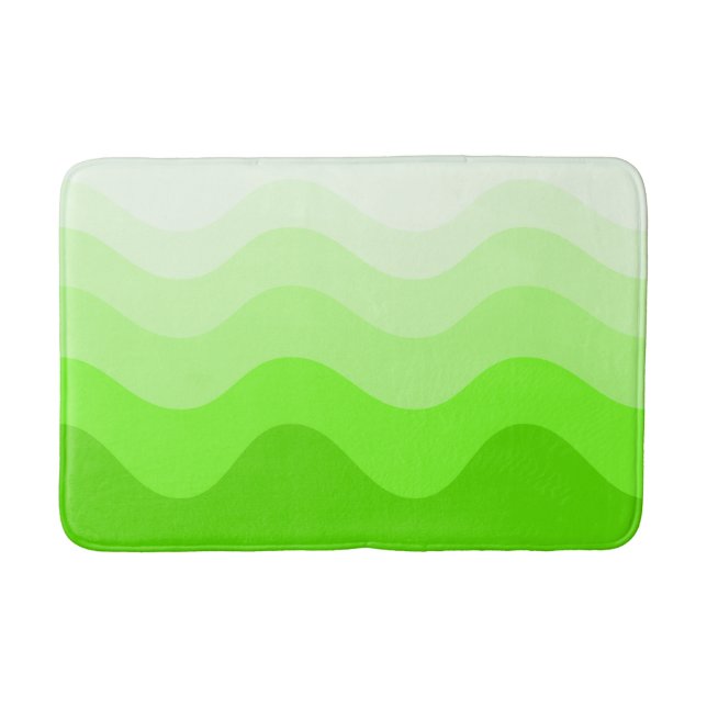 Alfombrilla De Baño Lime Green Wavey Stripe Modern Bath Mat (Anverso)