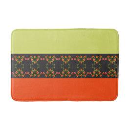 Alfombrilla De Baño Lime verde y Naranja floral acentuada