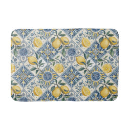 Alfombrilla De Baño Limón Acuarela Azul
