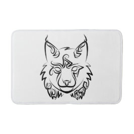 Alfombrilla De Baño Linces tribales negros y blancos