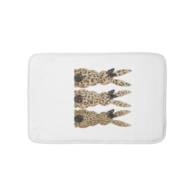 Alfombrilla De Baño Lindo conejito de lazo de leopardo divertido día d (Anverso)