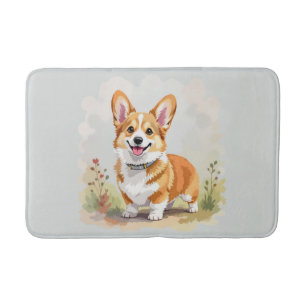 Alfombrilla De Baño Lindo perro Corgi galés de Pembroke rojo