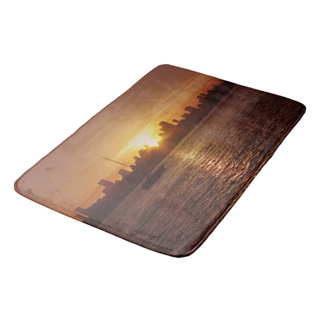 Alfombrilla De Baño Línea aérea de Miami al atardecer (Angular)