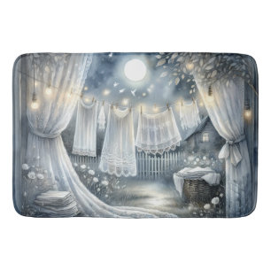 Alfombrilla De Baño Línea de lavandería de Cottagecore iluminada por l