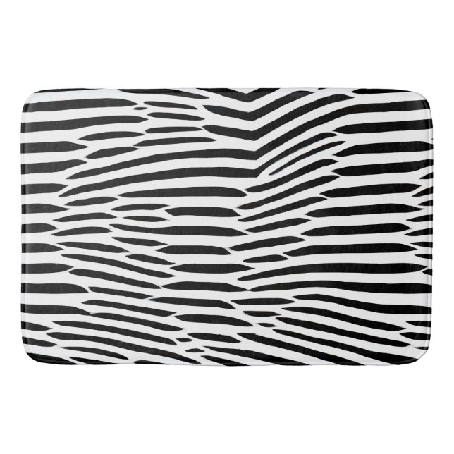 Alfombrilla De Baño Líneas abstractas en blanco y negro (Anverso)