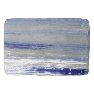 Alfombrilla De Baño Líneas grises, blancas y azules