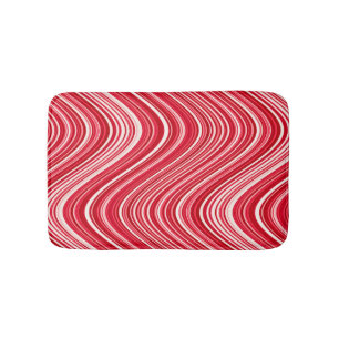Alfombrilla De Baño Líneas onduladas en rojo y blanco