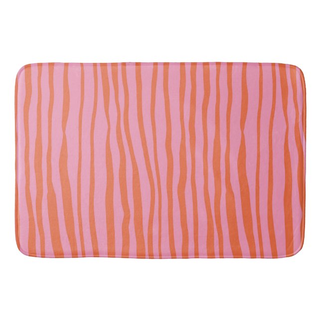 Alfombrilla De Baño Líneas onduladas retro verticales - naranja pastel (Anverso)