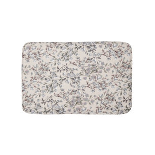 Alfombrilla De Baño Linen beige y elegante diseño floral gris