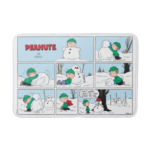 Alfombrilla De Baño Linus Construye Un Hombre De Nieve (Anverso)