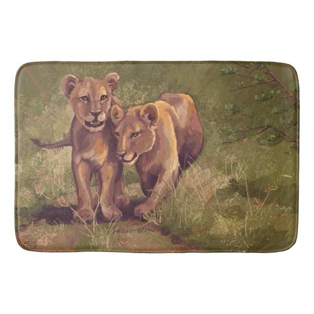 Alfombrilla De Baño Lion Cubs Art (Anverso)