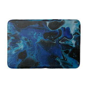 Alfombrilla De Baño Líquido psicodélico azul oscuro
