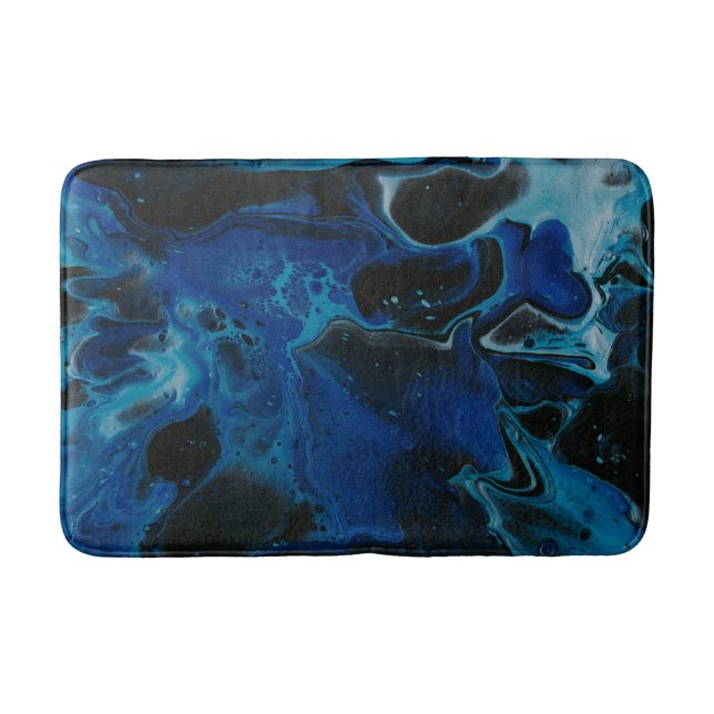 Alfombrilla De Baño Líquido psicodélico azul oscuro (Anverso)