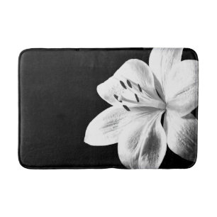 Alfombrilla De Baño Lirio blanco y negro