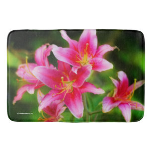 Alfombrilla De Baño Lirios Antorcha Olímpica Rosa Caliente
