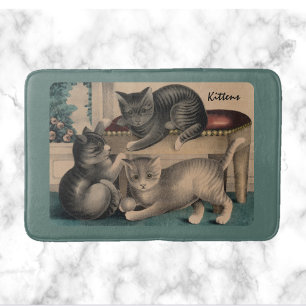 Alfombrilla De Baño Litografía de Gatitos Adorables Vintage