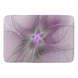 Alfombrilla De Baño Little Beauty Modern Mauve Gray Fractal Art Flower
