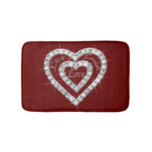 Alfombrilla De Baño Live Laugh Love Diamond Hearts Bath Mat