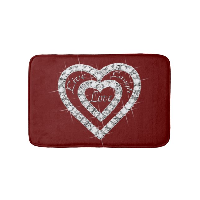 Alfombrilla De Baño Live Laugh Love Diamond Hearts Bath Mat (Anverso)