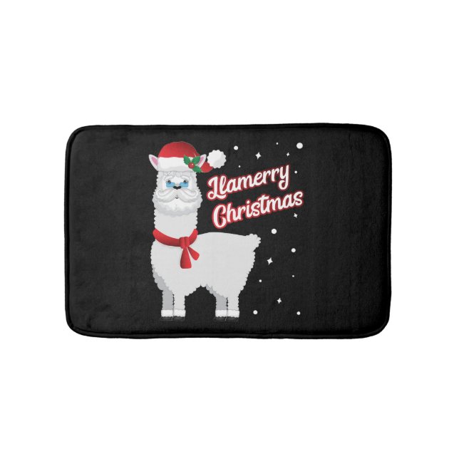 Alfombrilla De Baño Llamerry Merry Christmas Llama Santa Claus (Anverso)