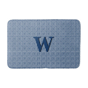 Alfombrilla De Baño Llave, azules marinos y blanco griegos
