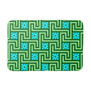 Alfombrilla De Baño Llave griega, turquesa y verde jade