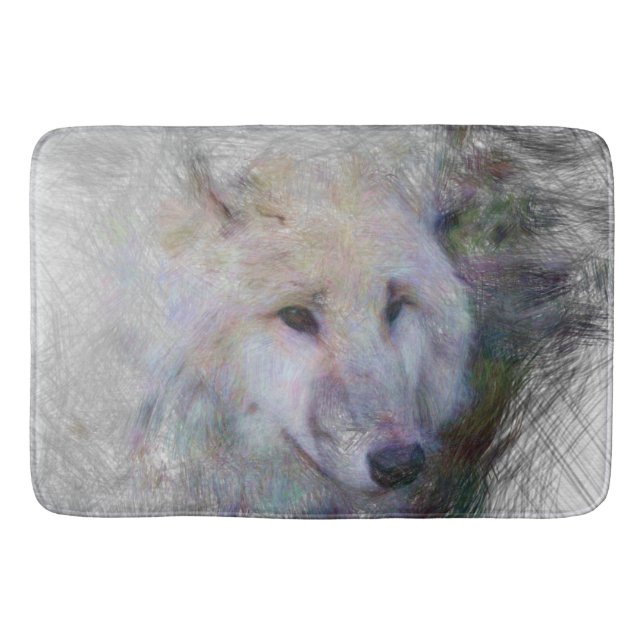 Alfombrilla De Baño lobo animal artístico (Anverso)