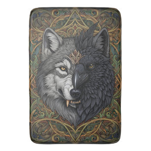 Alfombrilla De Baño Lobo Crow-Raven de naturaleza silvestre