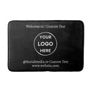 Alfombrilla De Baño Logo de Personalizado negro Textos Negocio Minimal