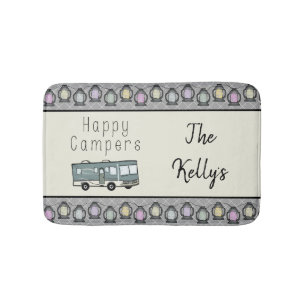 Alfombrilla De Baño Los campistas contentos personalizaron rv