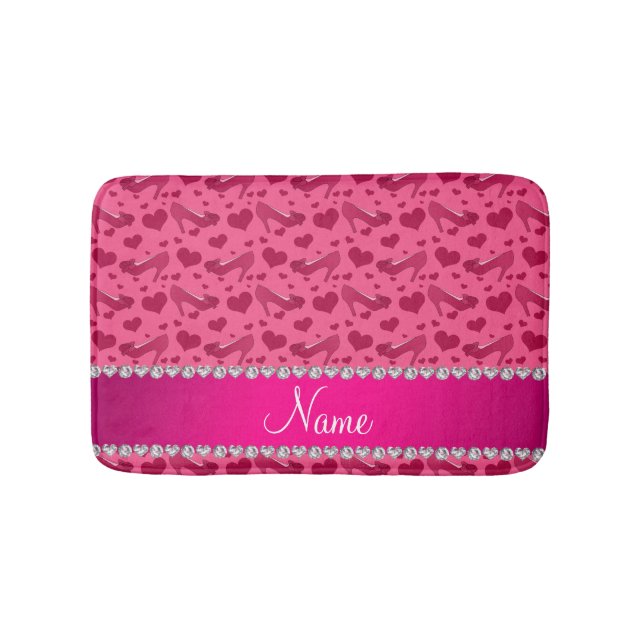 Alfombrilla De Baño Los corazones rosados conocidos personalizados (Anverso)