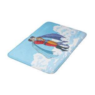 Alfombrilla De Baño Los dos superhéroes de Slipperyjoe besándose perso