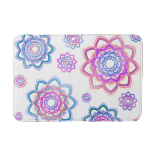 Alfombrilla De Baño Lotus Flower Simple Colorous Pink Pastel Green