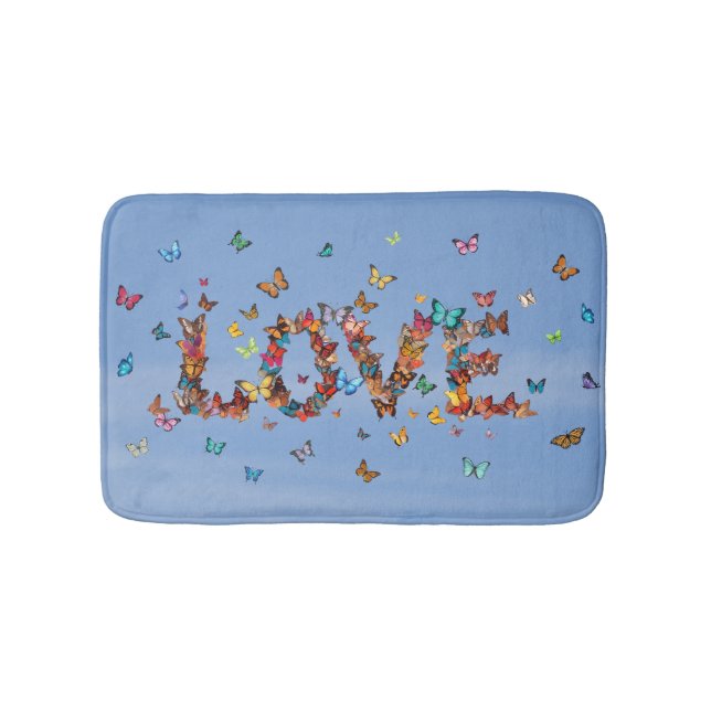 Alfombrilla De Baño LOVE Blue Sky Butterflies | Inspirational Hope Joy (Anverso)