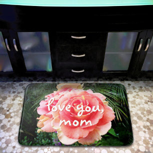 Alfombrilla De Baño Love You Mom Cita Fotografía Rosa Rosa Rosa Modern